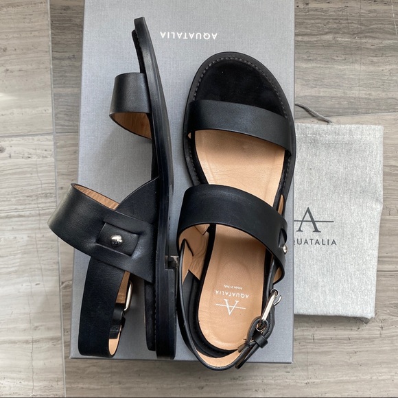 Aquatalia Leather Iona Sandal Black Size 6.5 - Picture 2 of 9